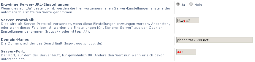 phpBB Server Einstellungen
